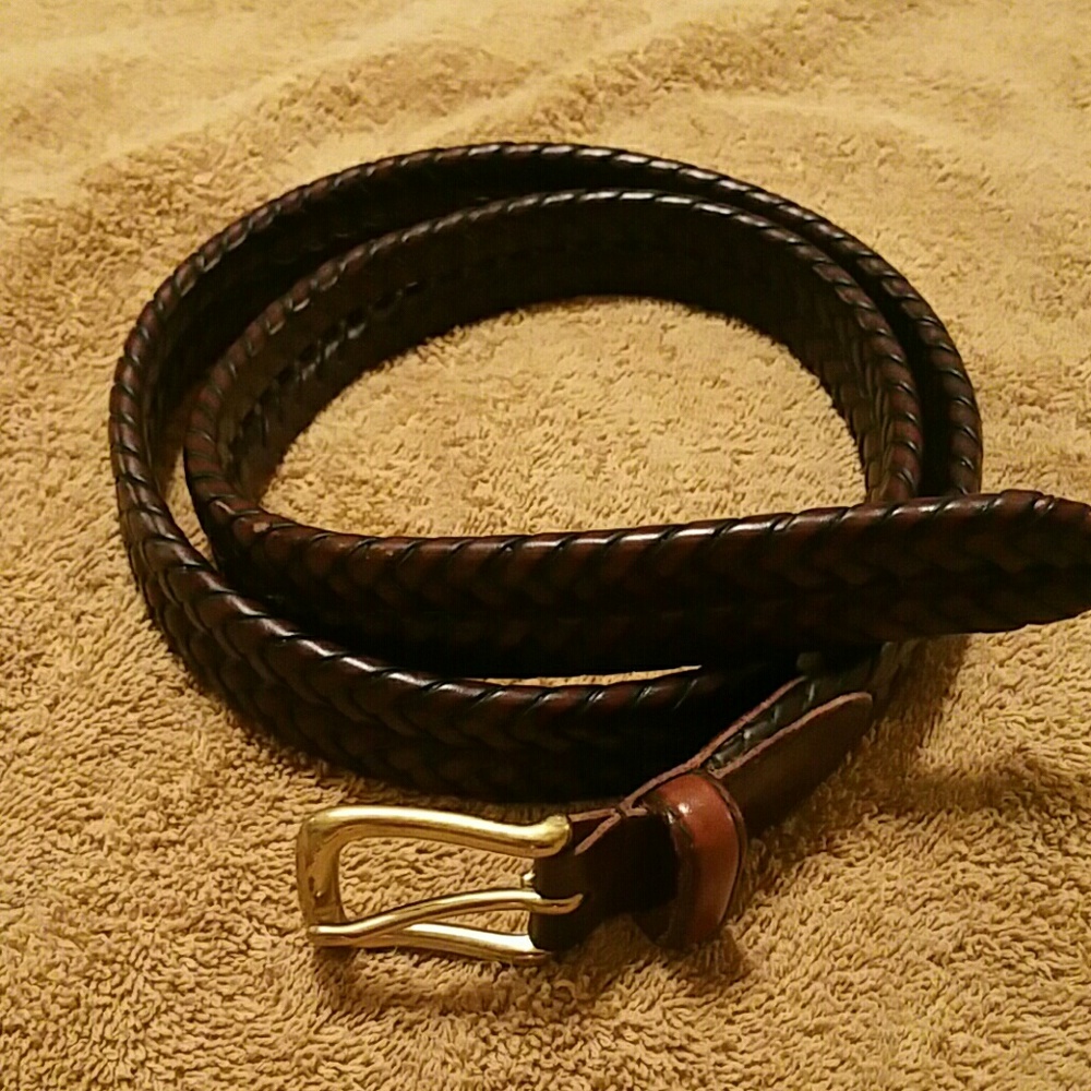 Fossil, Belt, Braided, Brown, Brass Buckle, 38"